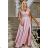 Dress Long Elegant Party Short Sleeve Women's Plus Size (44-54) POLISH FASHION PMLBF23ID3273 Pink 44