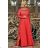 Dress Long Elegant Party 3/4 Sleeve Women's Plus Size (44-54) POLISH FASHION PMLBF23ID3279 Coral 44