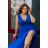 Women's Plus Size (42-46) Long Elegant Party Sleeveless Dress POLISH FASHION PMLBC23265-10 Royal blue 46