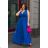 Women's Plus Size (42-46) Long Elegant Party Sleeveless Dress POLISH FASHION PMLBC23265-10 Royal blue 46