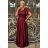 Dress Long Elegant Party Short Sleeve Women's Plus Size (48-54) POLISH FASHION PMLBF23ID3144 Burgundy 48