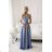 Women's Long Elegant Strapless Party Dress (SL) FRENCH FASHION FMPEL23BETSY Light blue M