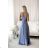 Women's Long Elegant Strapless Party Dress (SL) FRENCH FASHION FMPEL23BETSY Light blue M