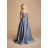 Women's Long Elegant Party Carmen Dress (SL) FRENCH FASHION FMPEL23PATRICIA blue S