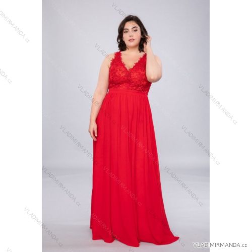 Women's Plus Size (42-48) Long Elegant Party Dress With Wide Straps FRENCH FASHION FMPEL23TELMAQS