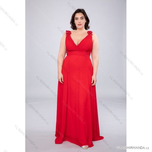 Women's Plus Size (42-48) Long Elegant Party Dress With Wide Straps FRENCH FASHION FMPEL23CHERYLQS