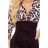 408-1 ELISA asymmetrical dress with a neckline and long sleeves - leopard print