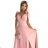 405-3 ELENA Long dress with a neckline and ties on the shoulders - dirty pink