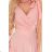 405-3 ELENA Long dress with a neckline and ties on the shoulders - dirty pink