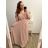 Women's Long Knitted Turtleneck Short Sleeve Dress (S/M ONE SIZE) ITALIAN FASHION IMM22FD51751 XL/2XL Old-pink