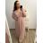 Women's Long Knitted Turtleneck Short Sleeve Dress (S/M ONE SIZE) ITALIAN FASHION IMM22FD51751 XL/2XL Old-pink