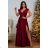 Dress Elegant Party Short Sleeve Women's Plus Size (36-42) POLISH FASHION PMLBF23ID3544 Burgundy 36