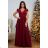 Dress Elegant Party Short Sleeve Women's Plus Size (36-42) POLISH FASHION PMLBF23ID3544 Burgundy 36