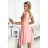 393-2 ROSALIA Feminine dress with an envelope neckline and bows - powder pink