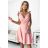 393-2 ROSALIA Feminine dress with an envelope neckline and bows - powder pink