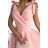 393-2 ROSALIA Feminine dress with an envelope neckline and bows - powder pink