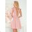 393-2 ROSALIA Feminine dress with an envelope neckline and bows - powder pink