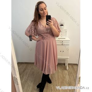 Women's Long Knitted Turtleneck Short Sleeve Dress (S/M ONE SIZE) ITALIAN FASHION IMM22FD51751