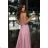 Women's long elegant party dress with straps (34-40) POLISH FASHION PMLBC23267-20 pink 40