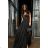 Women's Plus Size (42-46) Long Elegant Party Sleeveless Dress POLISH FASHION PMLBC23265-10 black 38