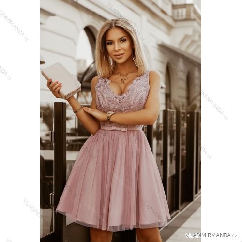 Women's Plus Size (42-46) Long Elegant Party Sleeveless Dress POLISH FASHION PMLBC23265-10 pink 34