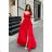 Women's Plus Size (42-46) Long Elegant Party Sleeveless Dress POLISH FASHION PMLBC23265-10 red 34