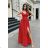 Women's Plus Size (42-46) Long Elegant Party Sleeveless Dress POLISH FASHION PMLBC23265-10 red 34