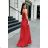 Women's Plus Size (42-46) Long Elegant Party Sleeveless Dress POLISH FASHION PMLBC23265-10 red 34