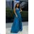 Women's Plus Size (42-46) Long Elegant Party Sleeveless Dress POLISH FASHION PMLBC23265-10 blue 36