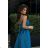 Women's Plus Size (42-46) Long Elegant Party Sleeveless Dress POLISH FASHION PMLBC23265-10 blue 36