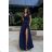 Women's Plus Size (42-46) Long Elegant Party Sleeveless Dress POLISH FASHION PMLBC23265-10 dark blue 34