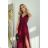 Women's Plus Size (42-46) Long Elegant Party Sleeveless Dress POLISH FASHION PMLBC23265-10 Wine 34