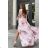 Women's Plus Size (42-46) Long Elegant Party Sleeveless Dress POLISH FASHION PMLBC23265-10 Flowerbed 40