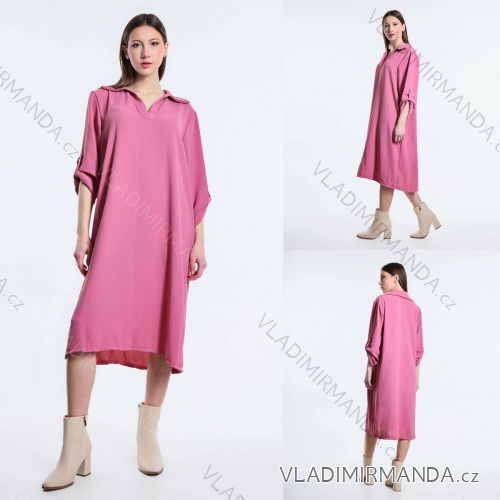 Dress with collar long sleeve women's plus size (XL/2XL ONE SIZE) ITALIAN FASHION IMC23015