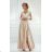 Dress Long Elegant Party Long Sleeve Women's Plus Size (36-48) POLISH FASHION PMLEM23LUNA6 Beige 36