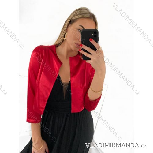 Bolerko elegantní dlouhý rukáv dámské (S/M ONE SIZE) ITALSKá MóDA IM9235170 S/M red