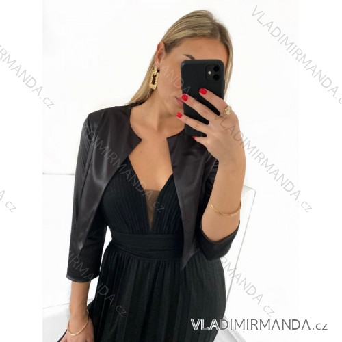 Bolerko elegantní dlouhý rukáv dámské (S/M ONE SIZE) ITALSKá MóDA IM9235170 S/M black