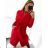Women's long fleece coat (M / L ONE SIZE) ITALIAN FASHION IMD211105 M / L red