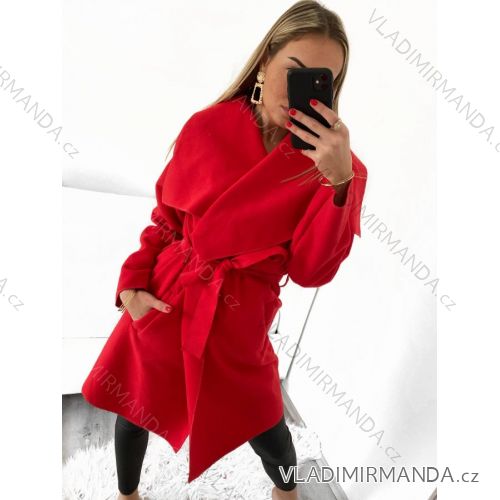 Women's long fleece coat (M / L ONE SIZE) ITALIAN FASHION IMD211105 M / L red