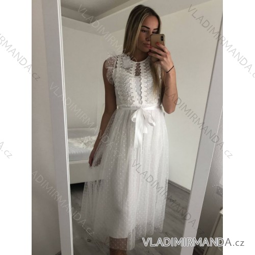 Šaty elegantní krátké bez rukávu společenské dámské (S/M ONE SIZE) ITALSKÁ MÓDA IMM22Q52233 white