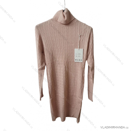 Women's Cashmere Long Sleeve Turtleneck Knit Dress (S/M ONE SIZE) EBELIEVE MA722S-3120/DU2 L/XL Old Pink