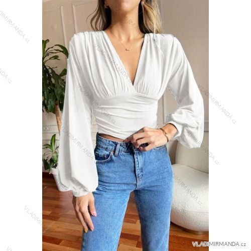 Women's Long Sleeve Crop Top/Blouse (S/M ONE SIZE) ITALIAN FASHION IMPBB23C26858