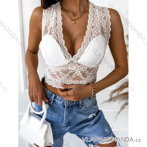 Women's Sleeveless Lace Crop Top (S/M ONE SIZE) ITALIAN FASHION IMPBB23D1148