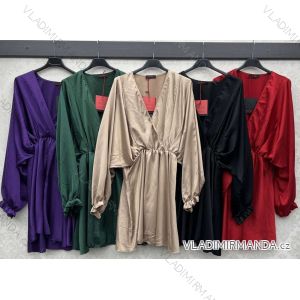 Women's Elegant Satin Long Sleeve Dress (S/M ONE SIZE) ITALIAN FASHION IMWB23191