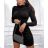 Women's Elegant Belt Long Sleeve Dress (S/M ONE SIZE) ITALIAN FASHION IMM23UN6139