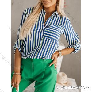 Women's Stripe Long Sleeve Shirt (S/M ONE SIZE) ITALIAN FASHION IMWGS23483