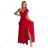 411-2 CRYSTAL long shimmering dress with a neckline - red