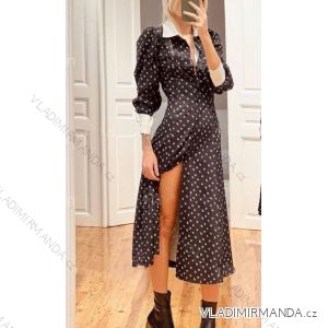 Long Dress With Collar Long Sleeve Women's (S/M ONE SIZE) ITALIAN FASHION IMPBB23B23351