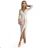 404-3 Shiny dress with a neckline and a slit on the leg - beige