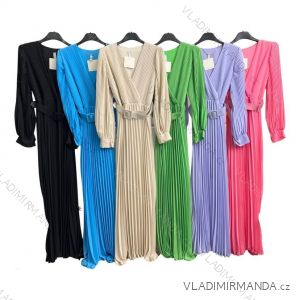 Women's Long Elegant Pleated Long Sleeve Dress (S/M ONE SIZE) ITALIAN FASHION IMPLM2331812